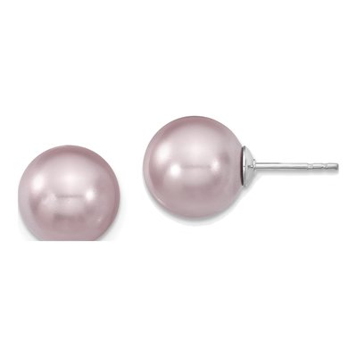 Sterling Silver Purple Shell Pearl Stud Earrings