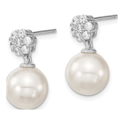 Sterling Silver CZ Shell Dangle Earrings – view 2