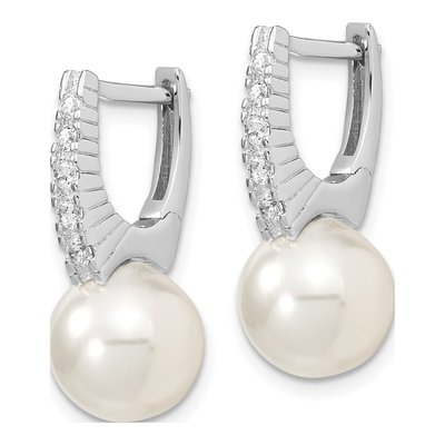 Sterling Silver CZ Shell Dangle Earrings – view 2