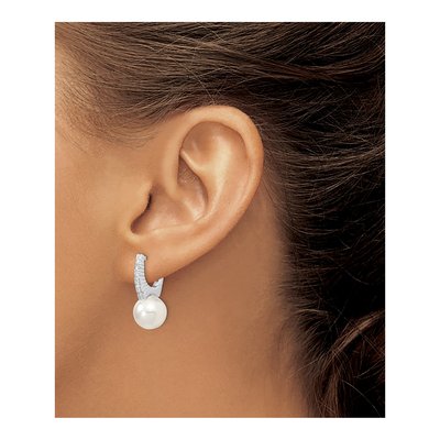 Sterling Silver CZ Shell Dangle Earrings – view 3