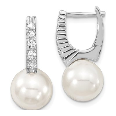 Sterling Silver CZ Shell Dangle Earrings