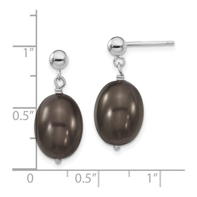 Sterling Silver Black Shell Pearl Dangle Earrings – view 3