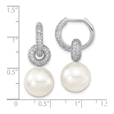 Sterling Silver 29mm CZ Shell Huggie Hoop Earrings – view 4