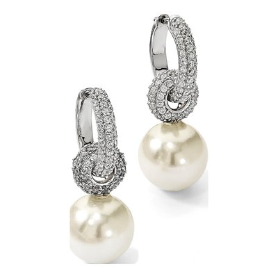 Sterling Silver 29mm CZ Shell Huggie Hoop Earrings – view 5
