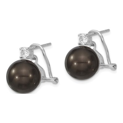 Sterling Silver CZ Shell Stud Earrings – view 2