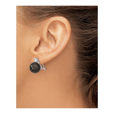 Sterling Silver CZ Shell Stud Earrings – view 3