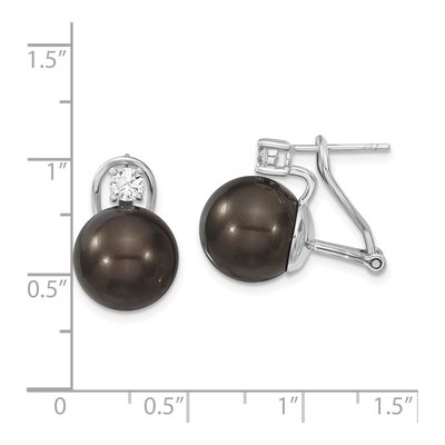 Sterling Silver CZ Shell Stud Earrings – view 4