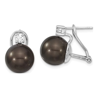Sterling Silver CZ Shell Stud Earrings