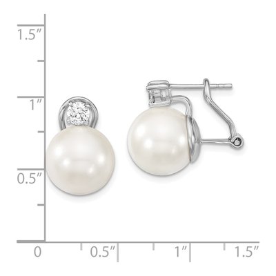 Sterling Silver CZ Shell Omega Back Stud Earrings – view 4