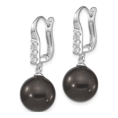 Sterling Silver CZ Shell Dangle Earrings – view 2