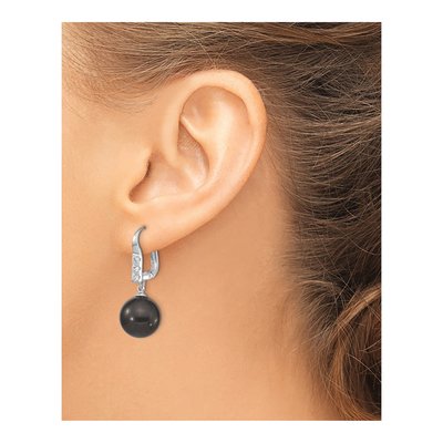 Sterling Silver CZ Shell Dangle Earrings – view 3