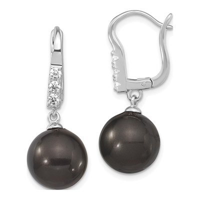 Sterling Silver CZ Shell Dangle Earrings