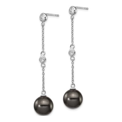 Sterling Silver CZ Shell Dangle Earrings – view 2