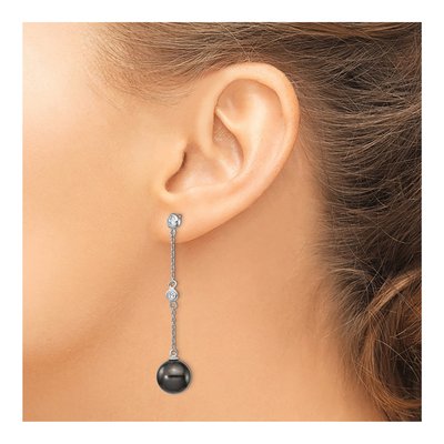 Sterling Silver CZ Shell Dangle Earrings – view 3