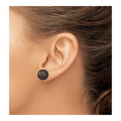 Sterling Silver Black Shell Pearl Stud Earrings – view 3