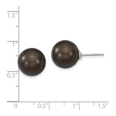 Sterling Silver Black Shell Pearl Stud Earrings – view 4