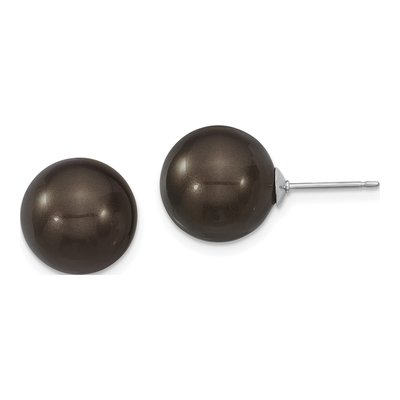 Sterling Silver Black Shell Pearl Stud Earrings