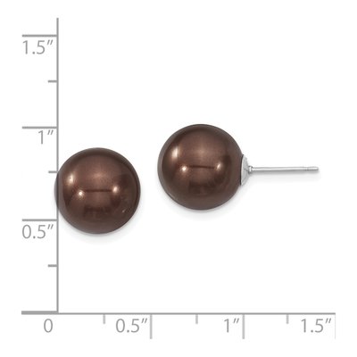 Sterling Silver Brown Shell Pearl Stud Earrings – view 4