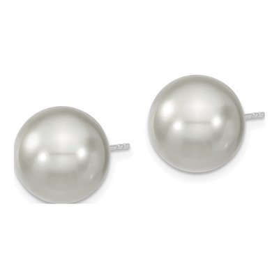 Sterling Silver Grey Shell Pearl Stud Earrings – view 2