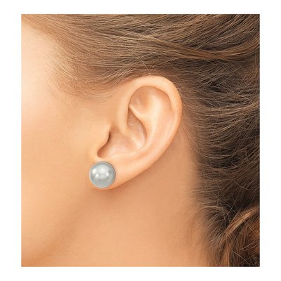 Sterling Silver Grey Shell Pearl Stud Earrings – view 3
