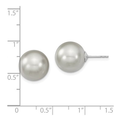Sterling Silver Grey Shell Pearl Stud Earrings – view 4