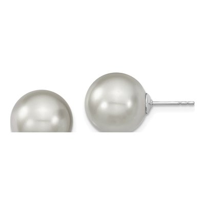 Sterling Silver Grey Shell Pearl Stud Earrings