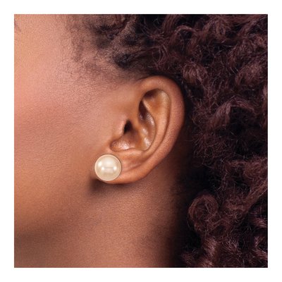 Sterling Silver Pink Shell Pearl Stud Earrings – view 3