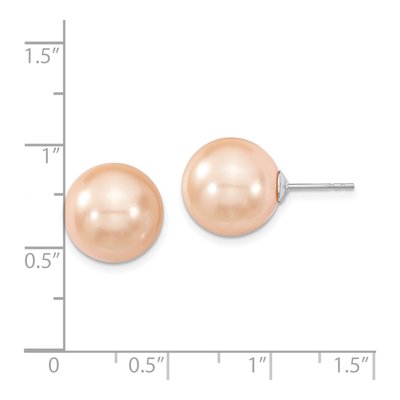 Sterling Silver Pink Shell Pearl Stud Earrings – view 4