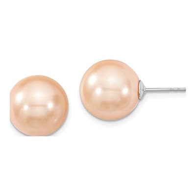 Sterling Silver Pink Shell Pearl Stud Earrings