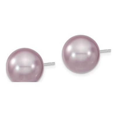 Sterling Silver Purple Shell Pearl Stud Earrings – view 2