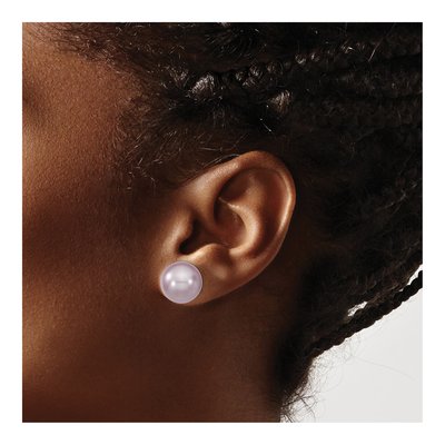 Sterling Silver Purple Shell Pearl Stud Earrings – view 3