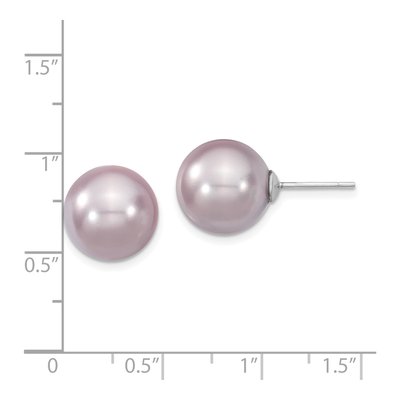 Sterling Silver Purple Shell Pearl Stud Earrings – view 4