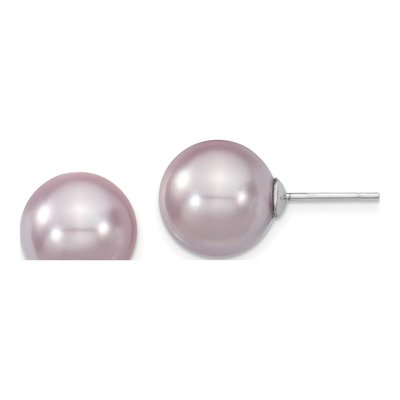 Sterling Silver Purple Shell Pearl Stud Earrings