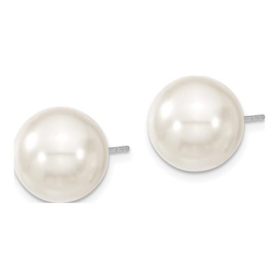 Sterling Silver Shell Pearl Stud Earrings – view 2