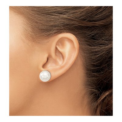 Sterling Silver Shell Pearl Stud Earrings – view 3