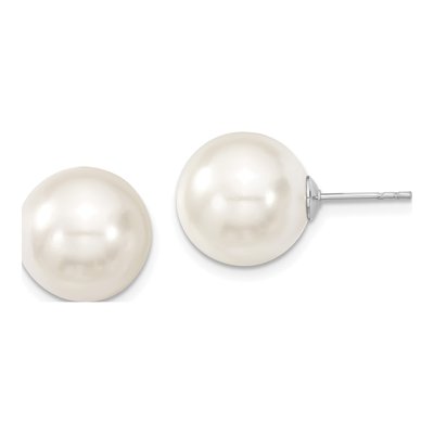 Sterling Silver Shell Pearl Stud Earrings
