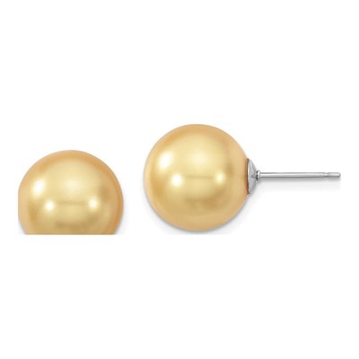 Majestik Sterling Silver Yellow Shell Pearl Studs