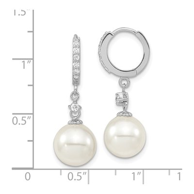 Sterling Silver CZ Shell Huggie Hoop Earrings – view 4