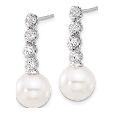 Sterling Silver CZ Shell Dangle Earrings – view 2