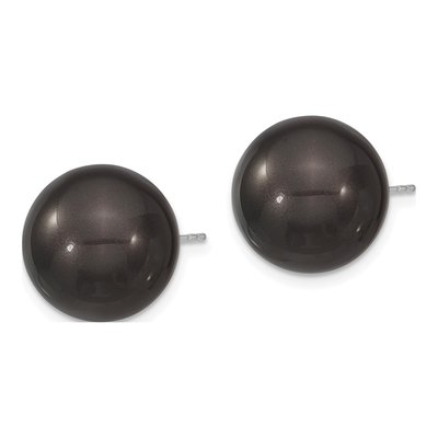 Sterling Silver Black Shell Pearl Stud Earrings – view 2