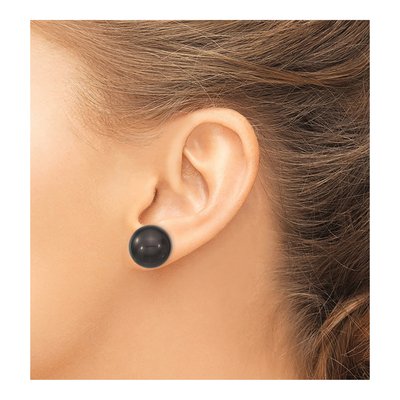 Sterling Silver Black Shell Pearl Stud Earrings – view 3