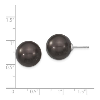 Sterling Silver Black Shell Pearl Stud Earrings – view 4