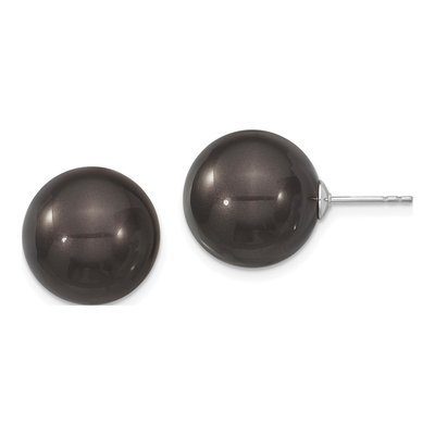 Sterling Silver Black Shell Pearl Stud Earrings