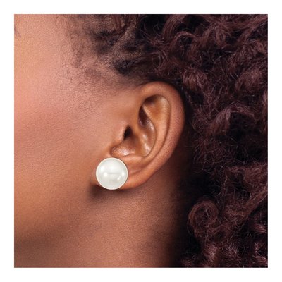 Sterling Silver Shell Pearl Stud Earrings – view 3