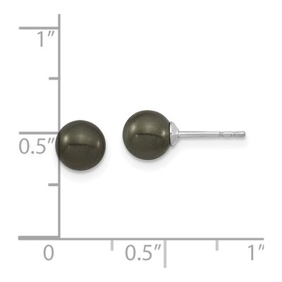 Sterling Silver Black Shell Pearl Stud Earrings – view 4
