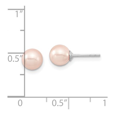 Sterling Silver Pink Shell Pearl Stud Earrings – view 4