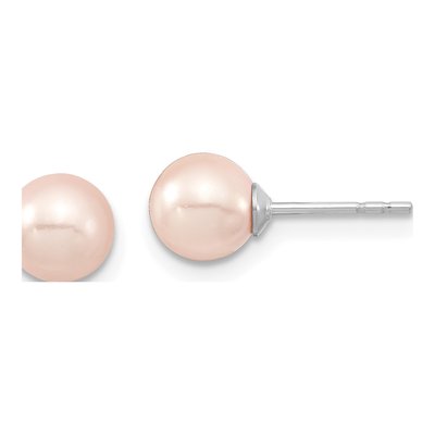 Sterling Silver Pink Shell Pearl Stud Earrings