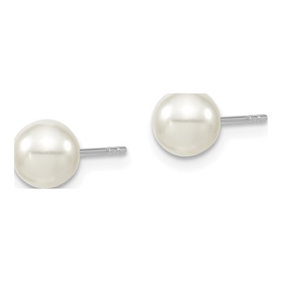 Sterling Silver Shell Pearl Stud Earrings – view 2