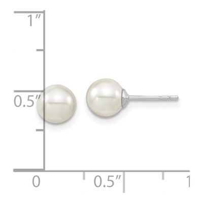 Sterling Silver Shell Pearl Stud Earrings – view 4