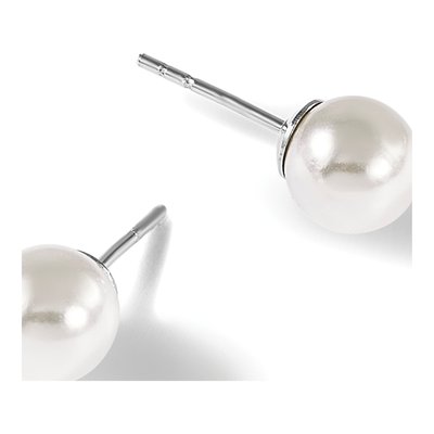 Sterling Silver Shell Pearl Stud Earrings – view 5